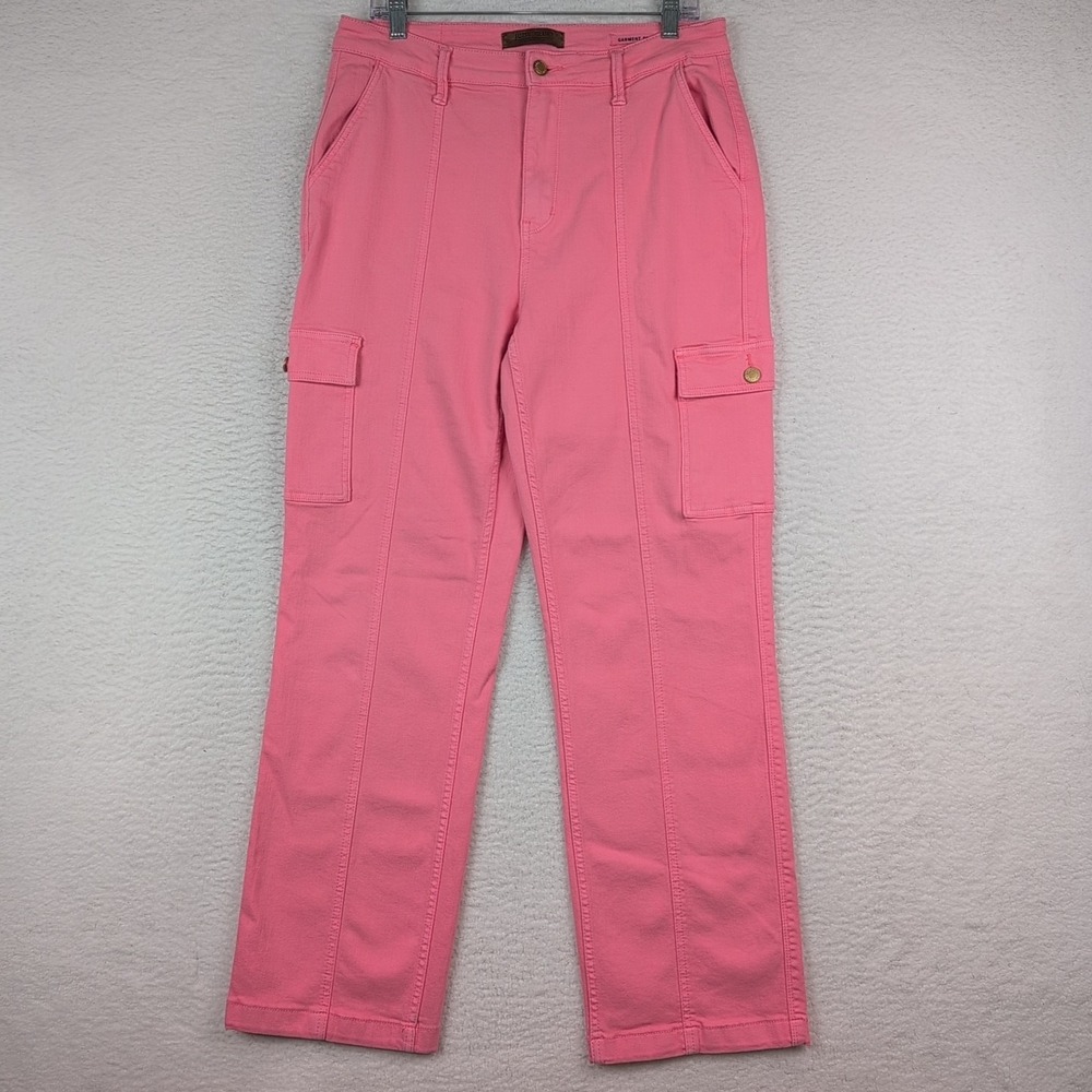 Judy Blue‎ High Rise Cargo Pink Straight Leg Jeans Size 13/31 Garment Dyed